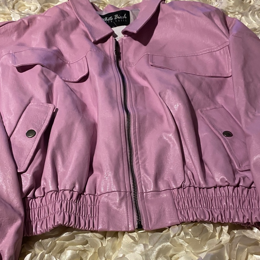 Pink Faux Leather Jacket